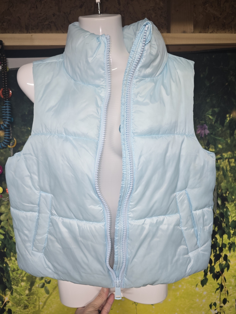 #180  Light Blue Quilted Puffer Vest for Kids (W Cinch Waist)